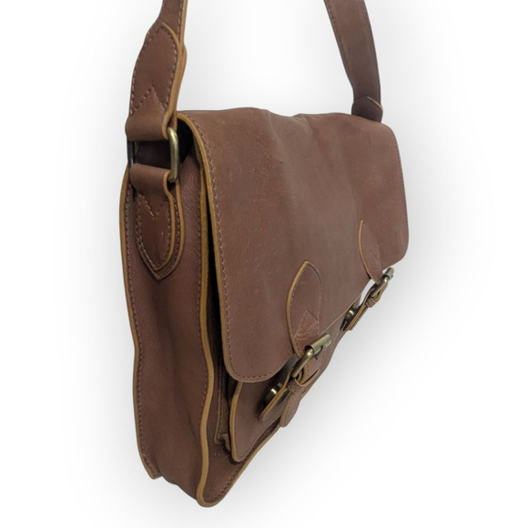 Boden Leather Messenger Crossbody Bag Brown Unisex - Picture 4 of 14